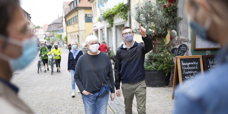 Bild Corona-Vorsorge: Maskengebot in der Altstadt von Volkach